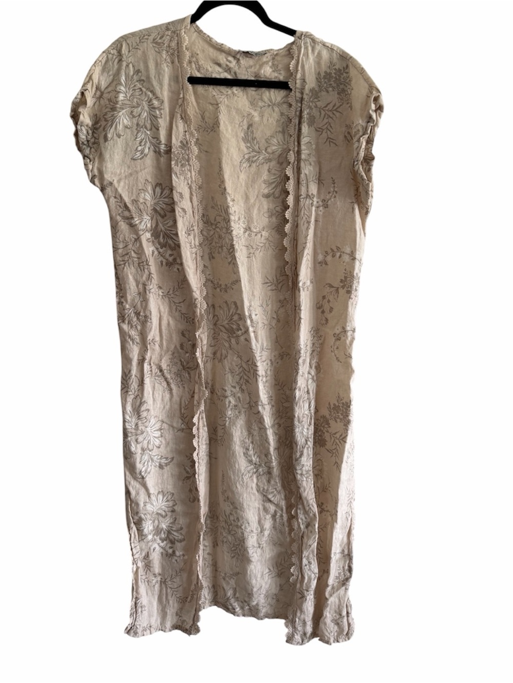 Elena Baldi Italy Linen Floral Duster Cover Up One Size